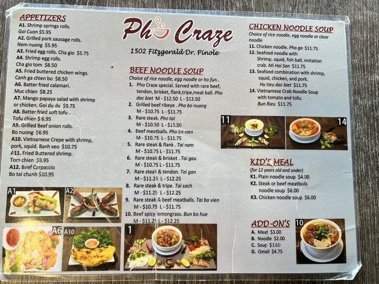 Pho Craze - Pinole, CA menu_pic