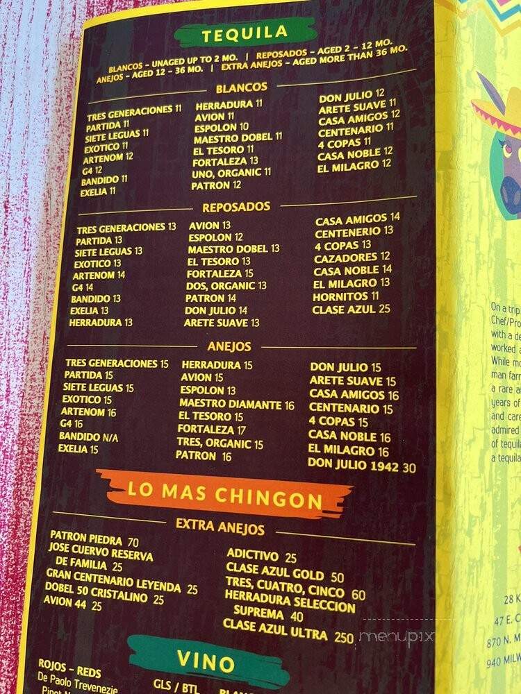 Fat Rosie's Taco & Tequila Bar - Schaumburg, IL menu_pic