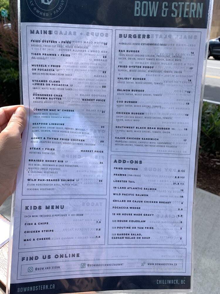 Bow & Stern - Chilliwack, BC menu_pic