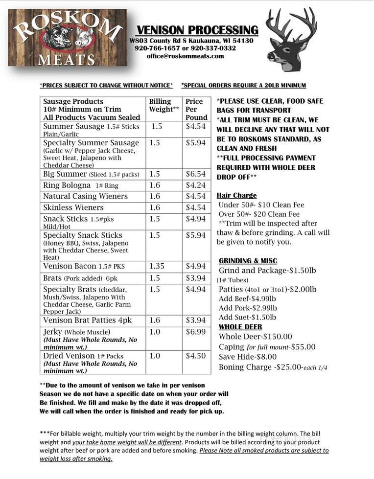 Roskom Meats - Kaukauna, WI menu_pic