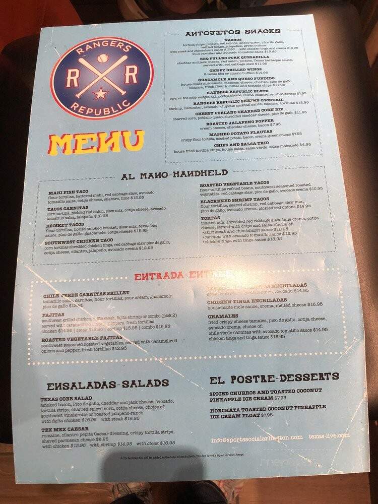 Rangers Republic - Arlington, TX menu_pic