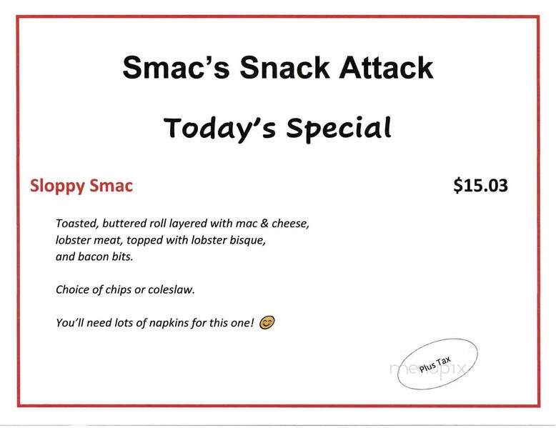 Smac's Shack - Hobe Sound, FL menu_pic