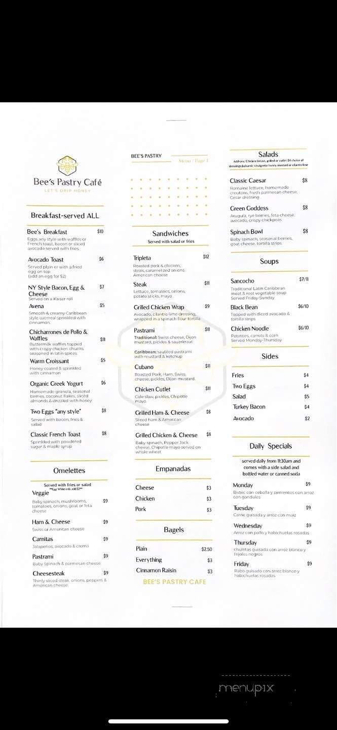 Bee's Pastry Cafe - El Paso, TX menu_pic