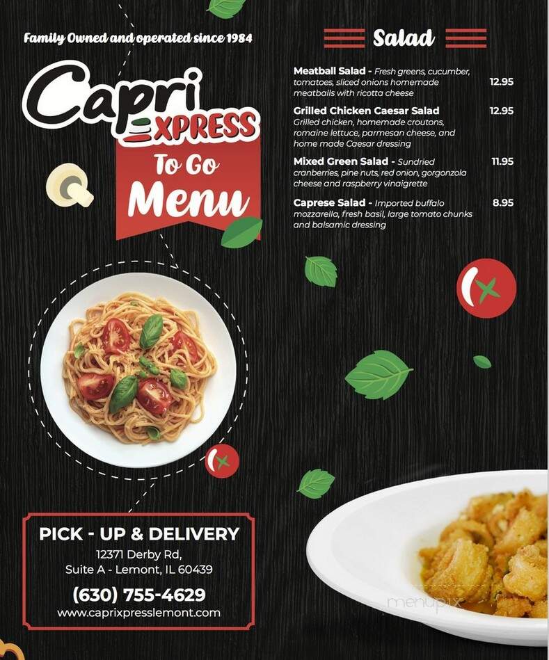 Capri Xpress - Lemont, IL menu_pic