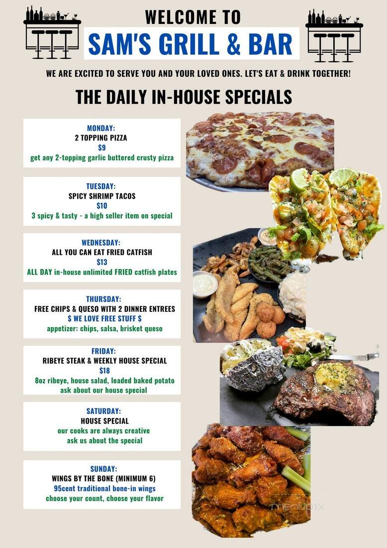 Sam's Grill & Bar - Fort Worth, TX menu_pic