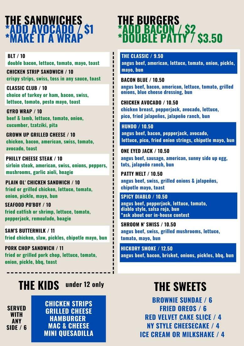 Sam's Grill & Bar - Fort Worth, TX menu_pic