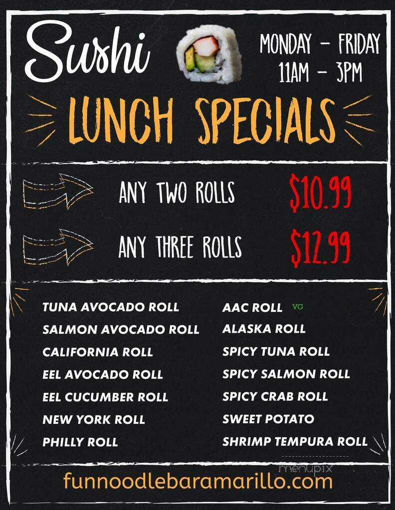 Fun Noodle Bar - Amarillo, TX menu_pic