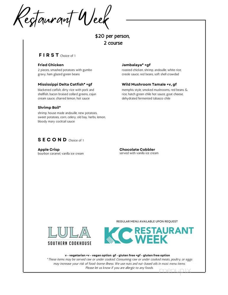 Lula Southern Cookhouse - Kansas City, MO menu_pic