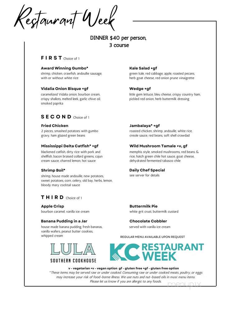 Lula Southern Cookhouse - Kansas City, MO menu_pic