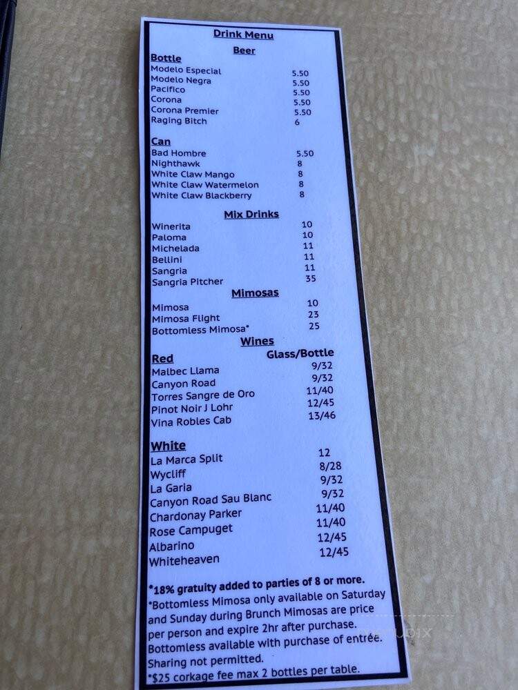 De Poca Madre - Corona, CA menu_pic