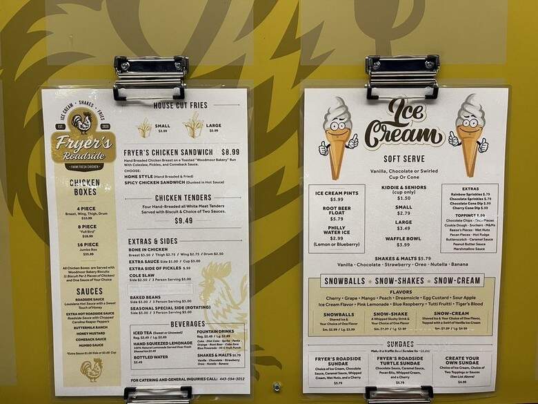 Fryer's Roadside - Silver Spring, MD menu_pic