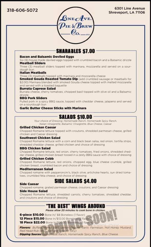 Line Ave Pie & Brew - Shreveport, LA menu_pic