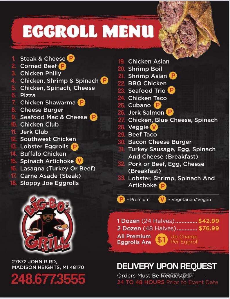 Big Bo's Grill - Madison Heights, MI menu_pic