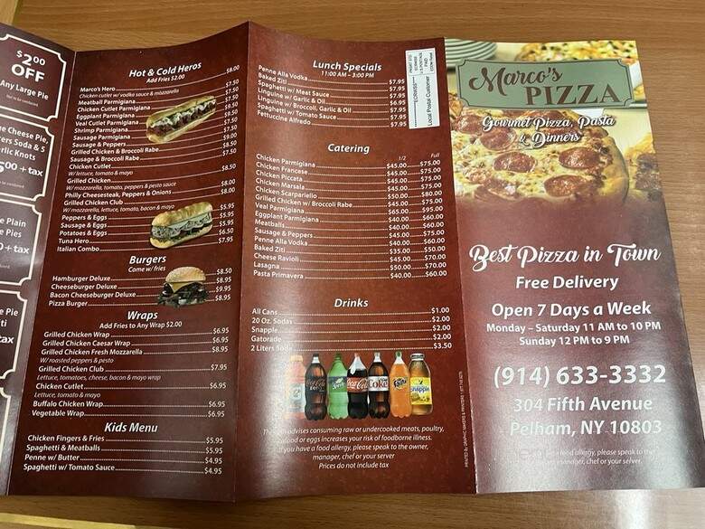 Marco's Pizza - Pelham, NY menu_pic