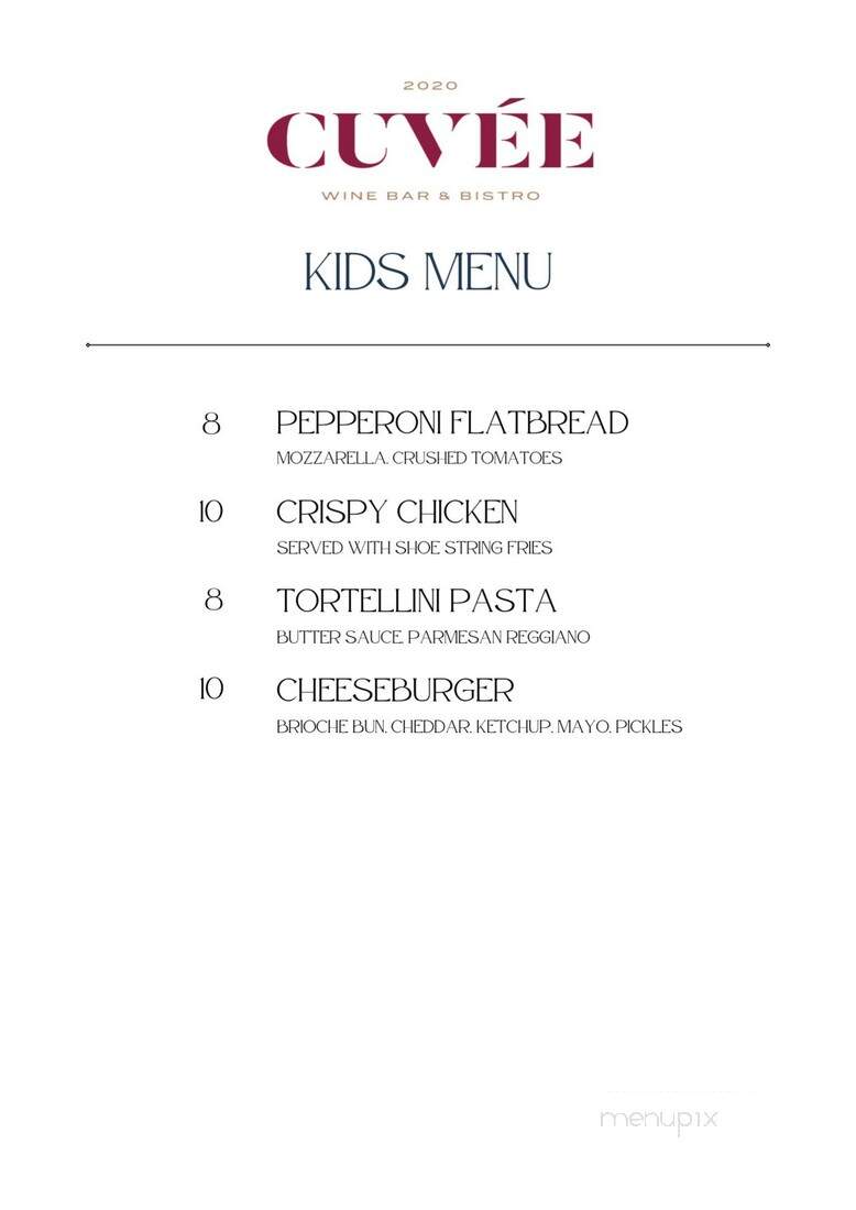Cuvee Wine Bar & Bistro - Thibodaux, LA menu_pic