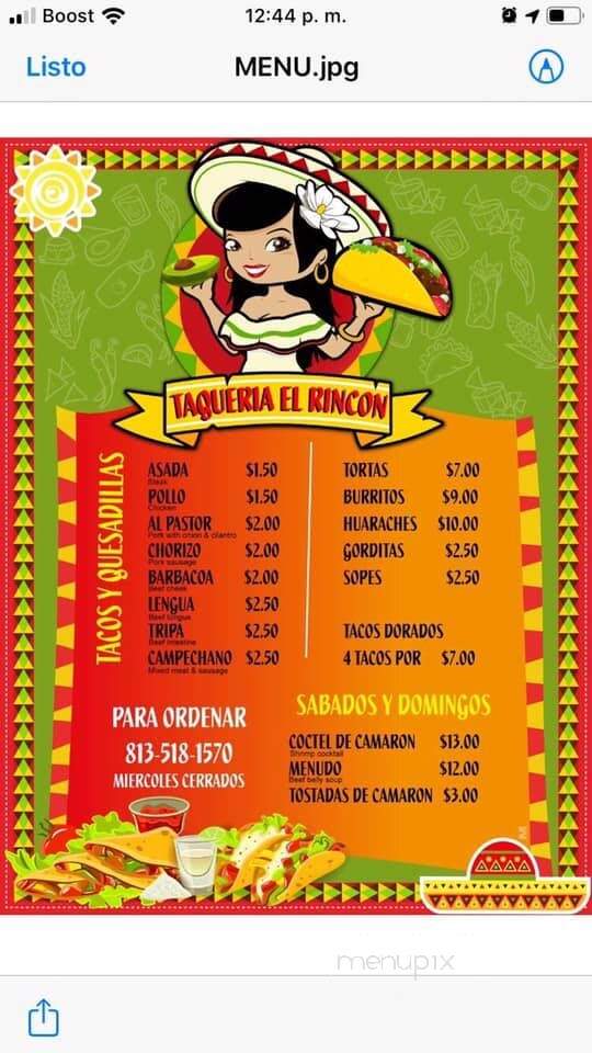 Taqueria El Rincon - Gibsonton, FL menu_pic