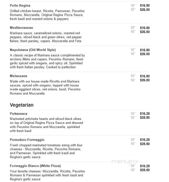 Regina Pizza - Beverly, MA menu_pic
