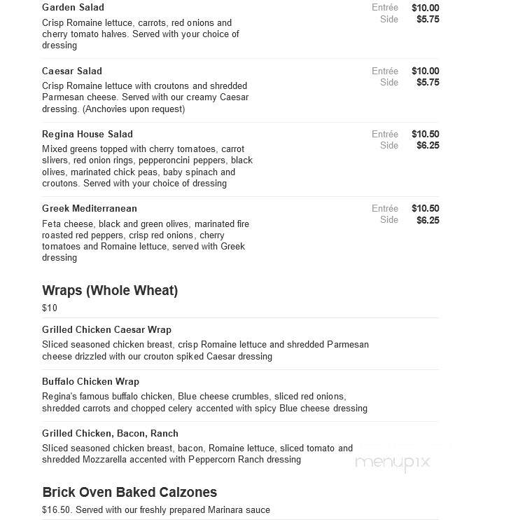 Regina Pizza - Beverly, MA menu_pic