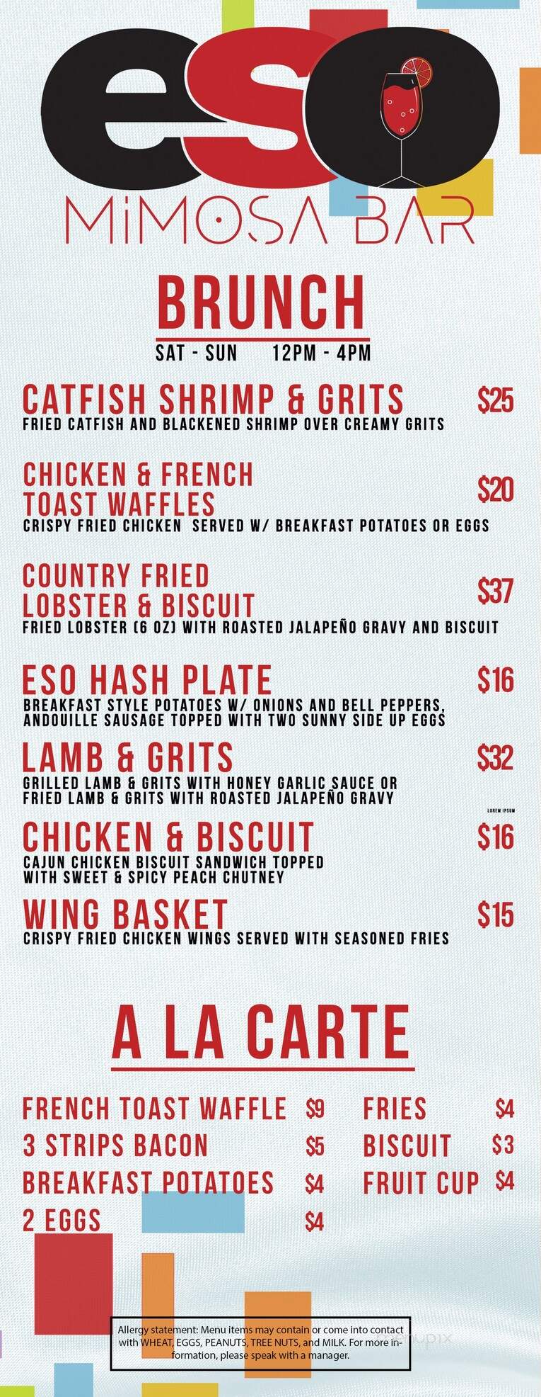 Eso Mimosa Bar - Arlington, TX menu_pic