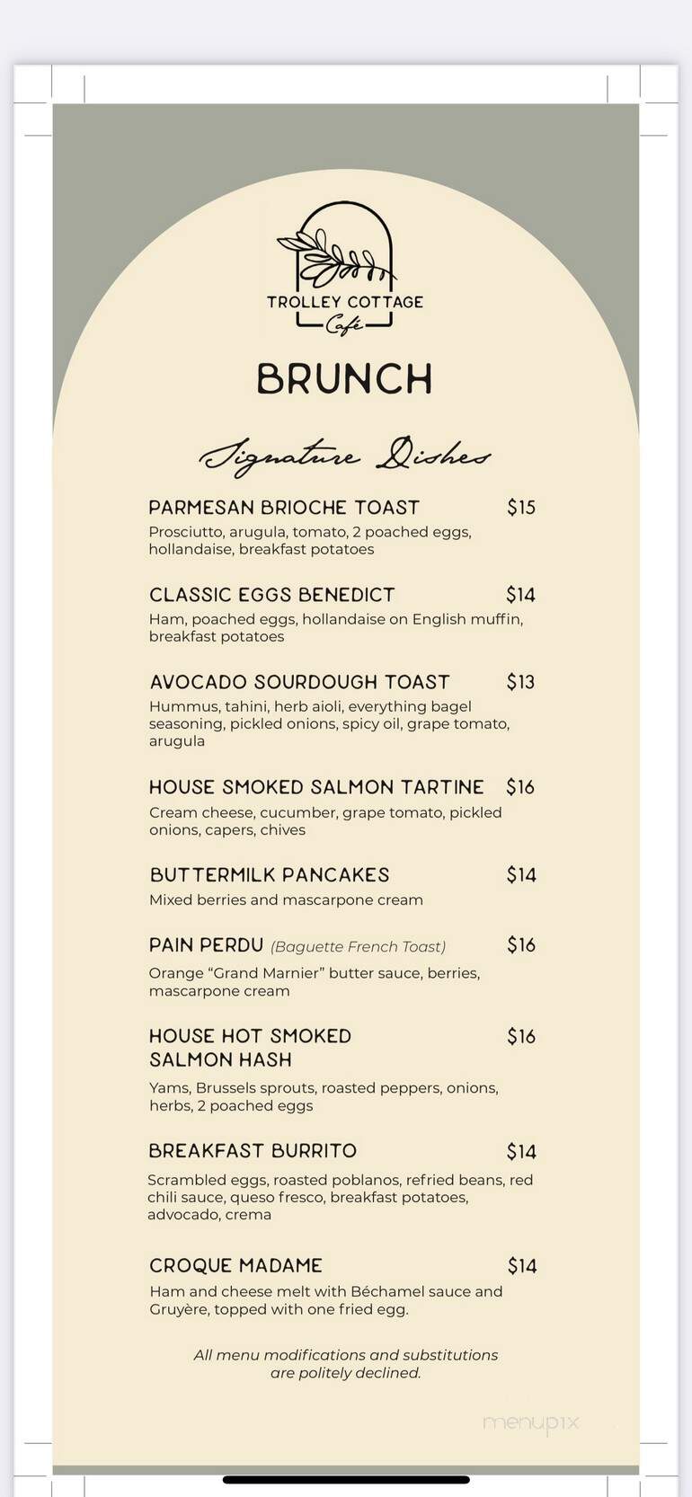 Trolley Cottage Cafe - Salt Lake City, UT menu_pic