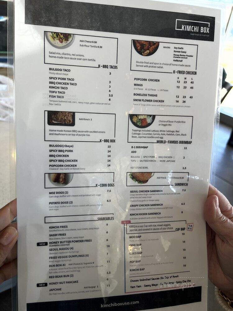 Kimchi Box - Auburn Hills, MI menu_pic