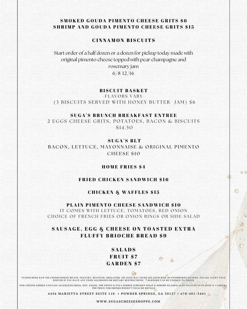 Suga's Cheese Shoppe & Cafe - Powder Springs, GA menu_pic