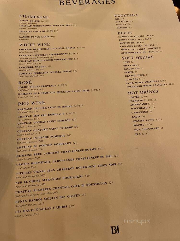 Butcher's House Brasserie - Costa Mesa, CA menu_pic