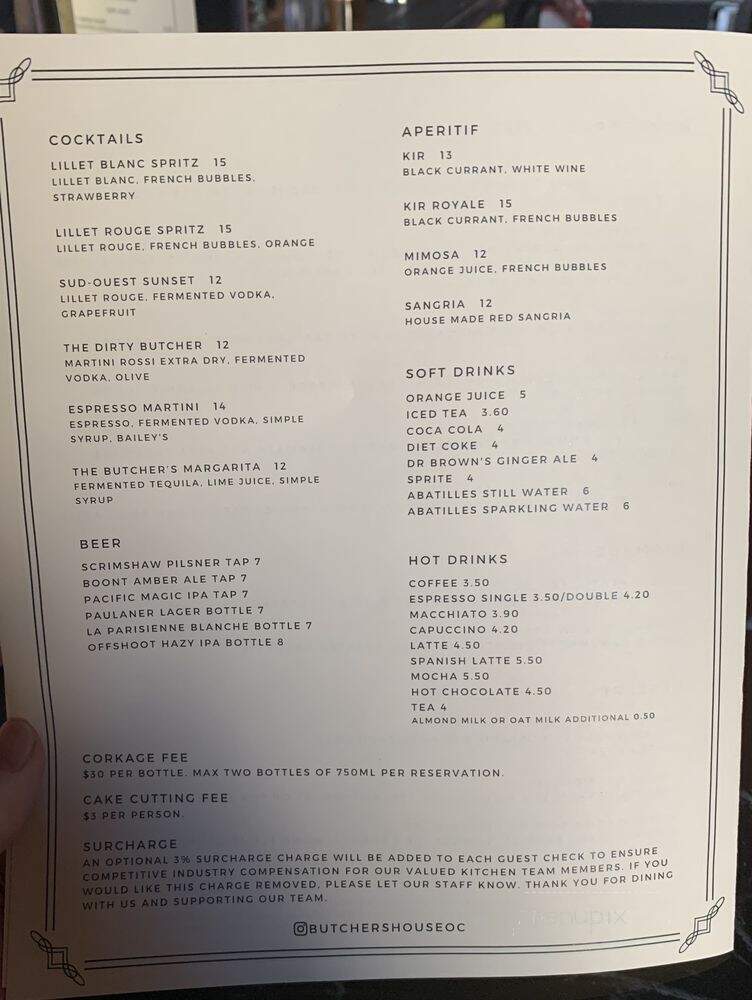Butcher's House Brasserie - Costa Mesa, CA menu_pic