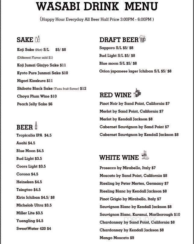 Wasabi - Acworth, GA menu_pic