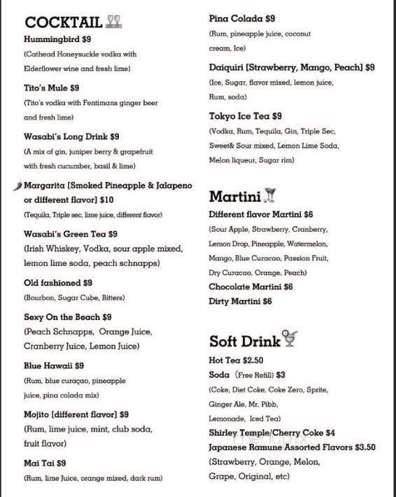 Wasabi - Acworth, GA menu_pic