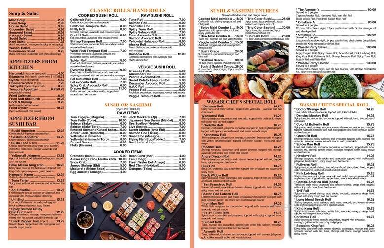 Wasabi - Acworth, GA menu_pic