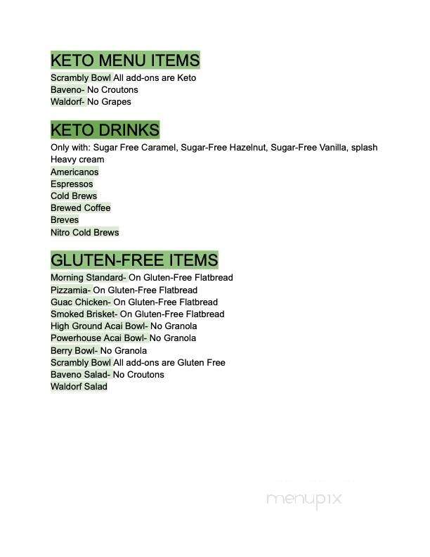 High Ground Cafe and Espresso Bar - North Sioux City, SD menu_pic
