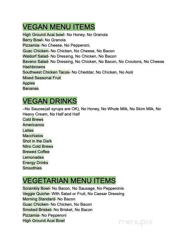 High Ground Cafe and Espresso Bar - North Sioux City, SD menu_pic