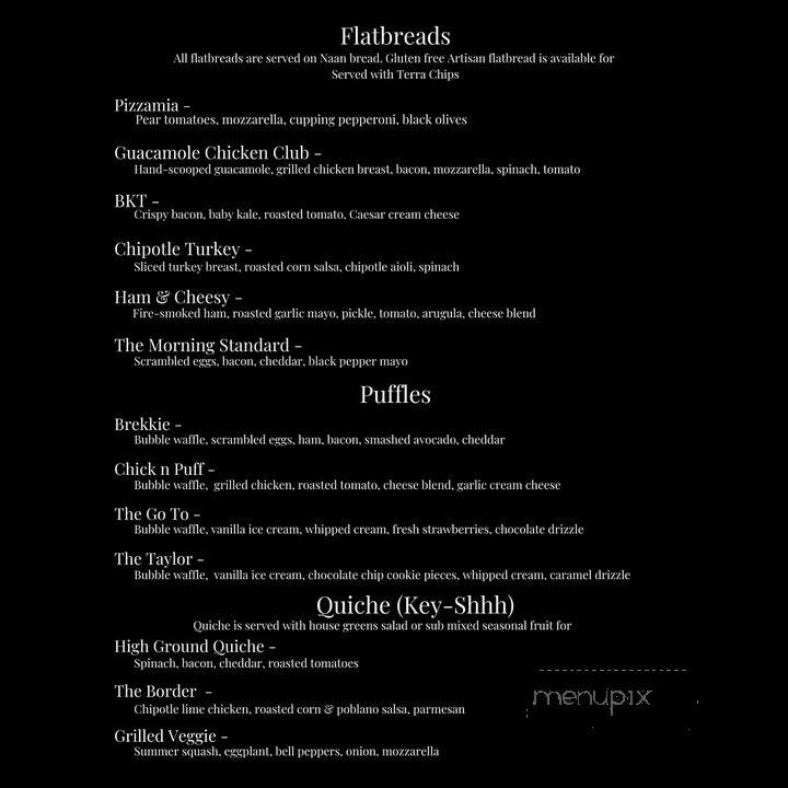 High Ground Cafe and Espresso Bar - North Sioux City, SD menu_pic