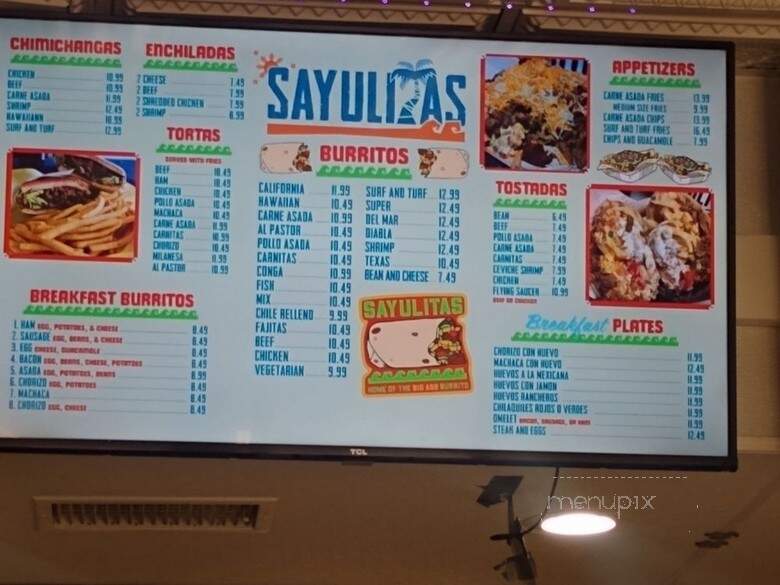 Sayulitas Mexican Food - Santee, CA menu_pic
