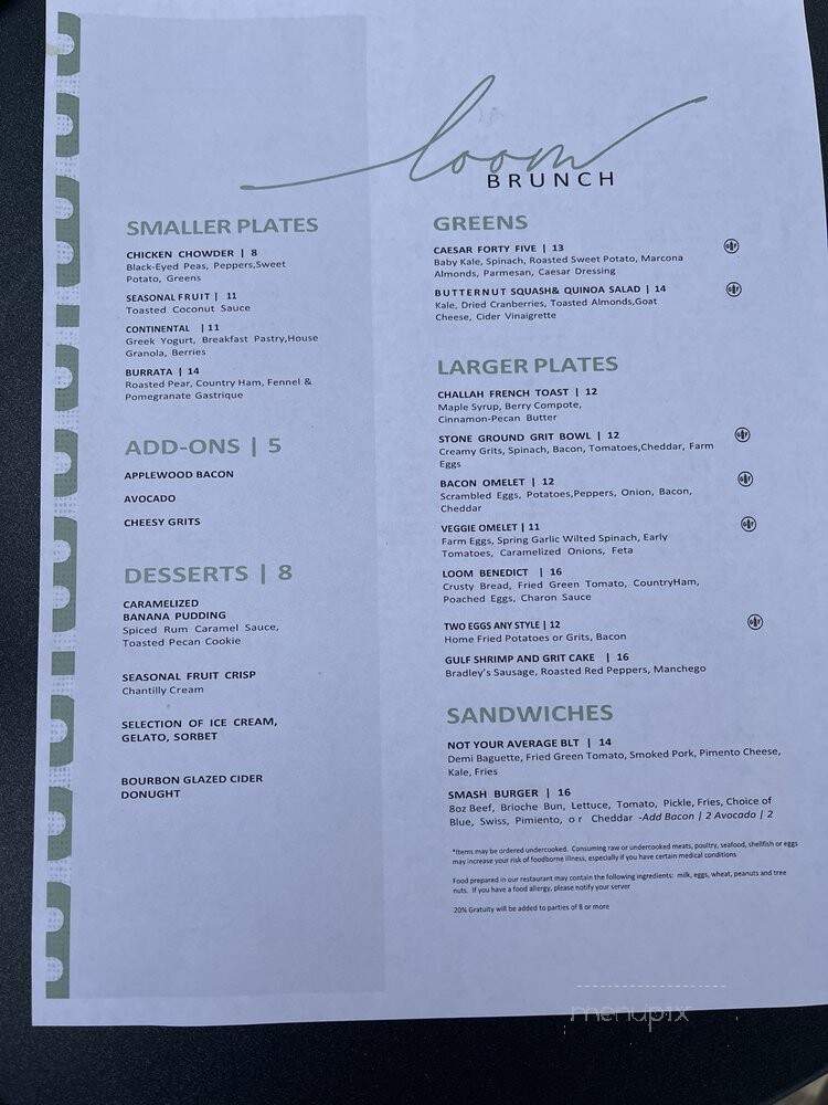 Loom - Macon, GA menu_pic