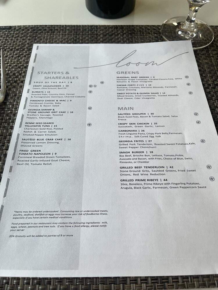 Loom - Macon, GA menu_pic