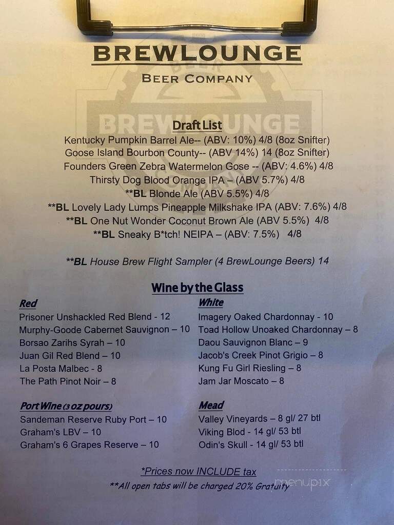 Brewlounge Beer - Columbiana, OH menu_pic