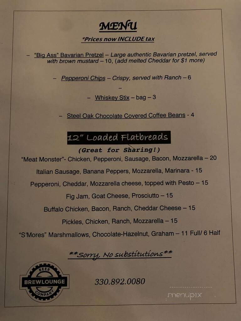 Brewlounge Beer - Columbiana, OH menu_pic