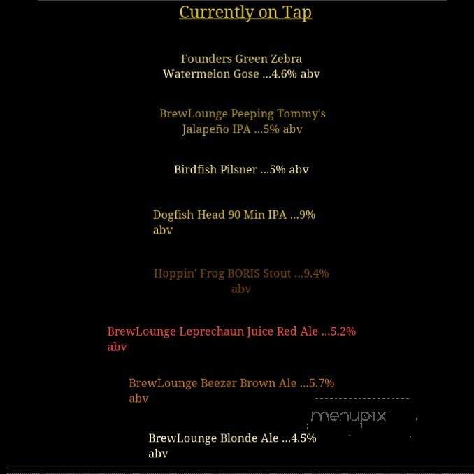 Brewlounge Beer - Columbiana, OH menu_pic