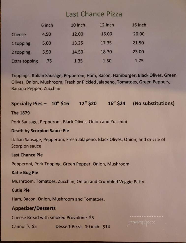 Last Chance Pizza - Indianapolis, IN menu_pic