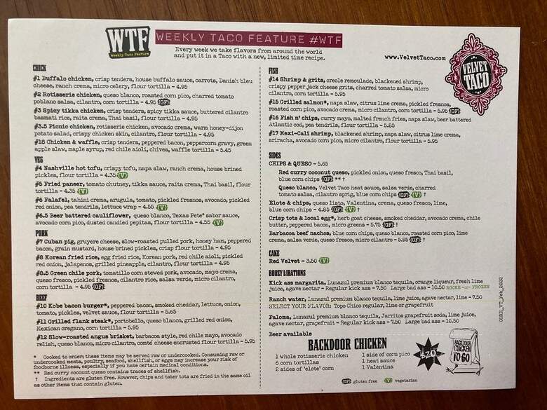 Velvet Taco - Tulsa, OK menu_pic