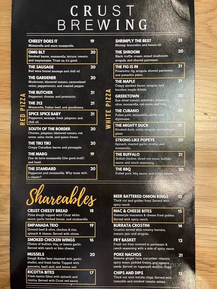 Crust Brewing - Rosemont, IL menu_pic