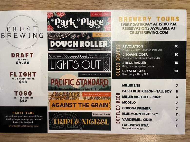 Crust Brewing - Rosemont, IL menu_pic