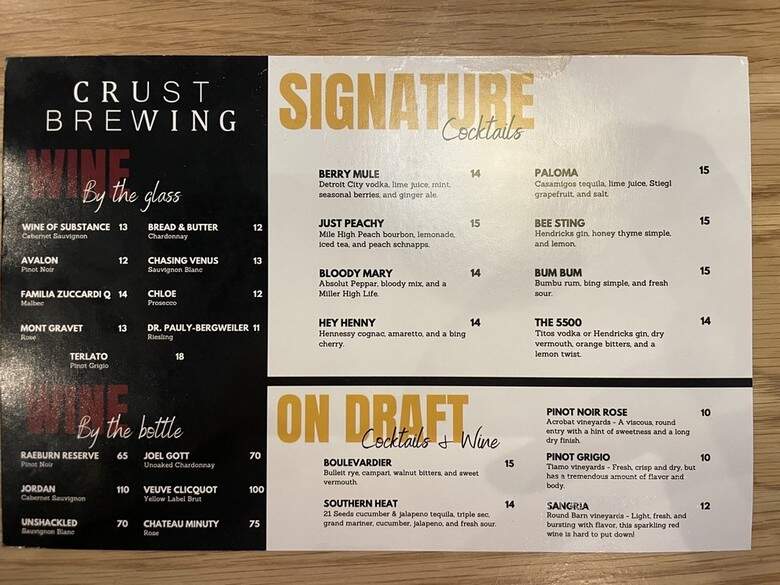 Crust Brewing - Rosemont, IL menu_pic
