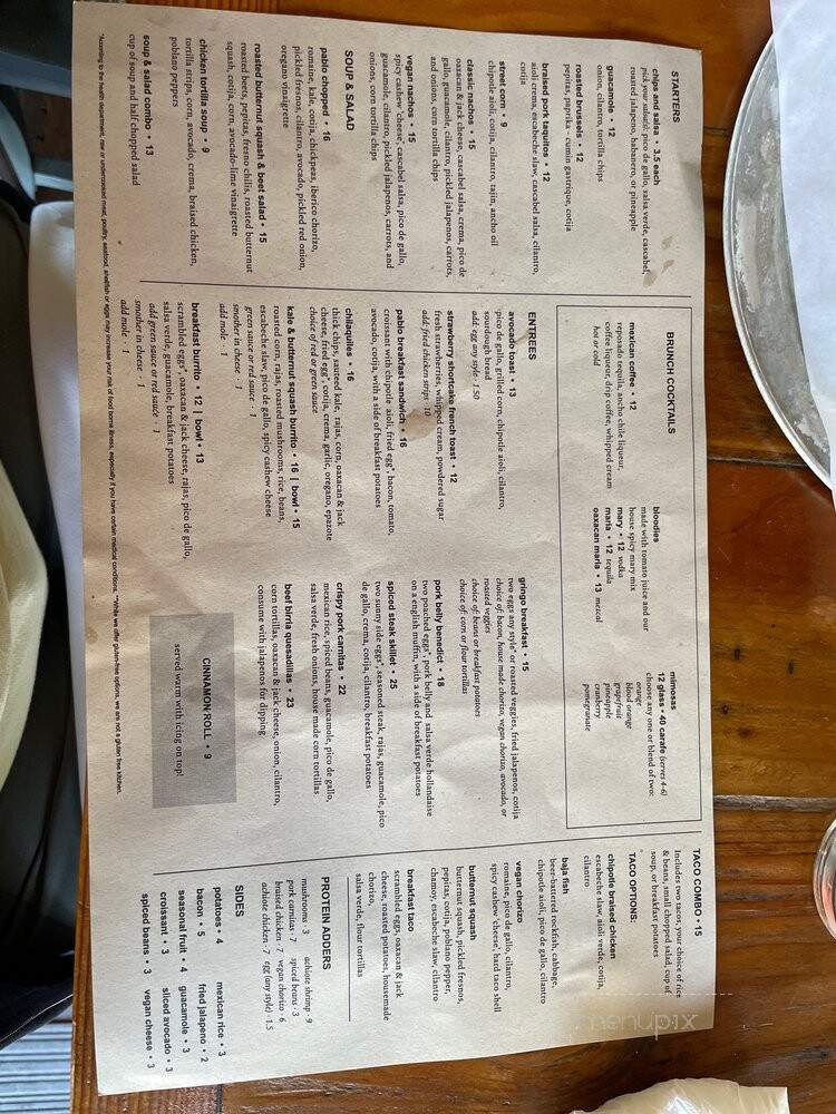 Pablo y Pablo - Woodinville, WA menu_pic