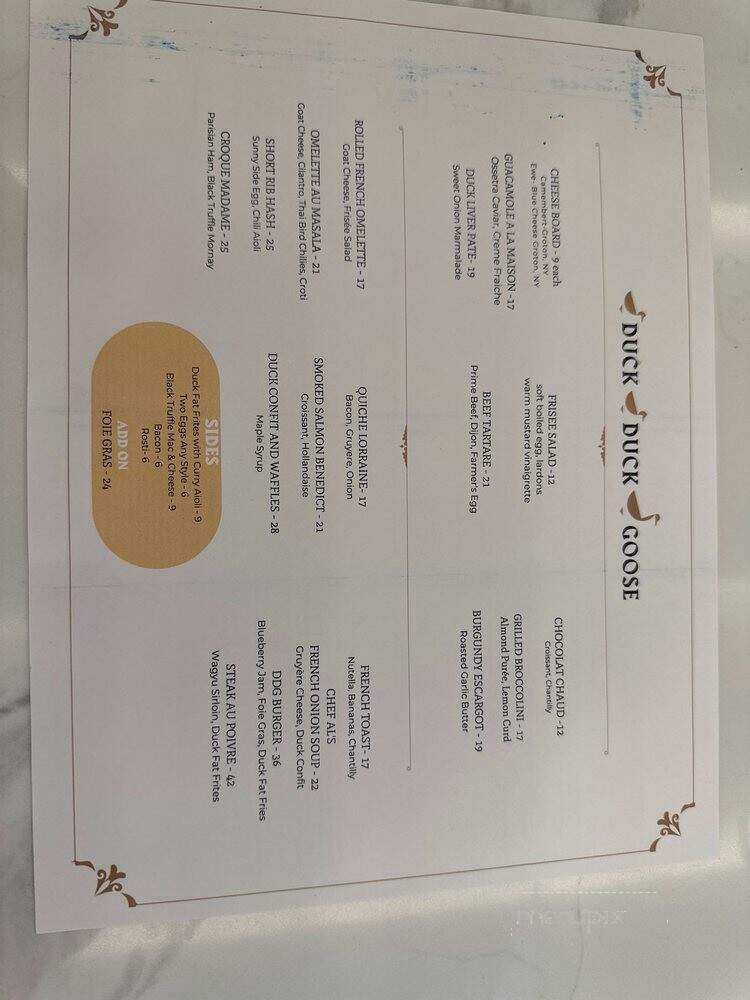 Duck Duck Goose - Washington, DC menu_pic