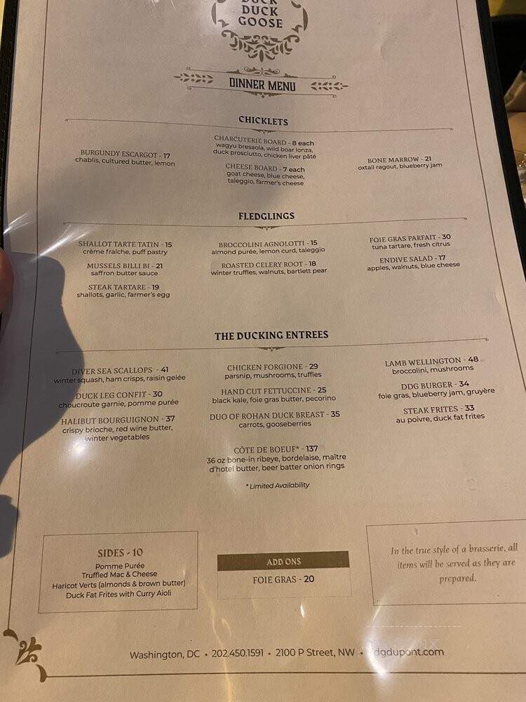 Duck Duck Goose - Washington, DC menu_pic