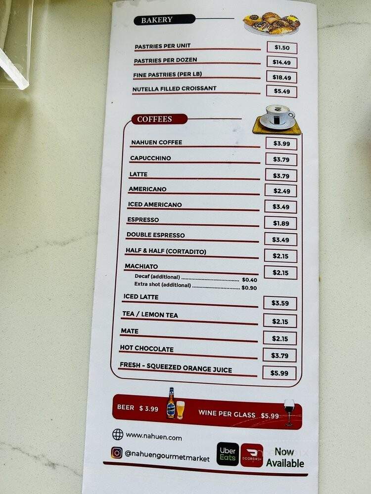 Nahuen Gourmet Market - Miami Beach, FL menu_pic