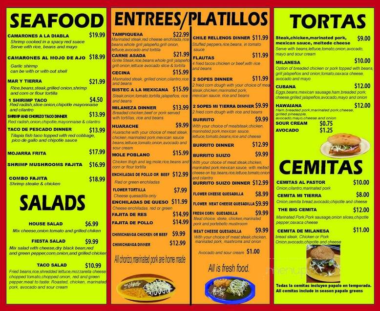Memo's Tacos - Cary, IL menu_pic